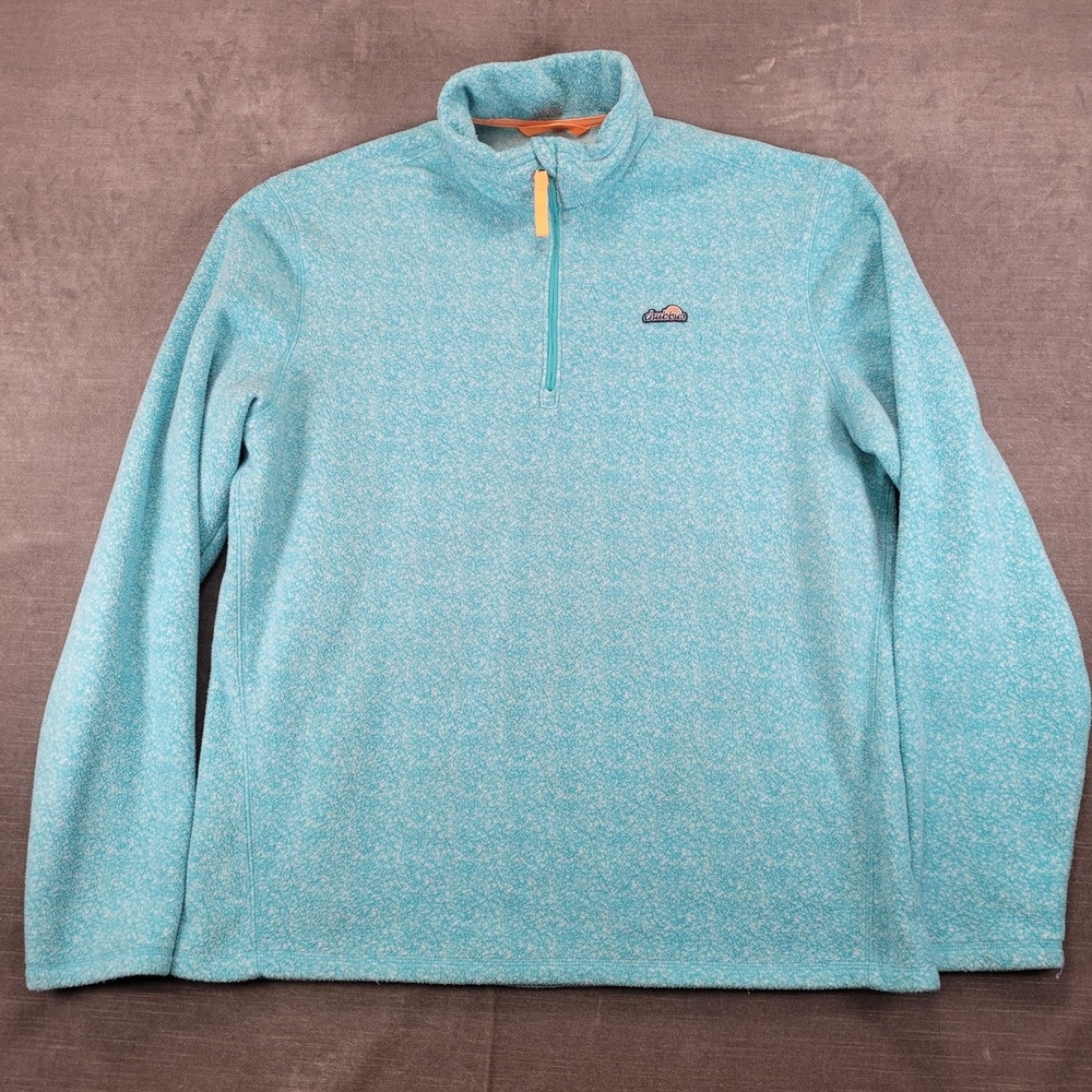 Chubbies Mens Large 1/4 Zip Fleece Pullover Sweater Blue White Marled Weekend